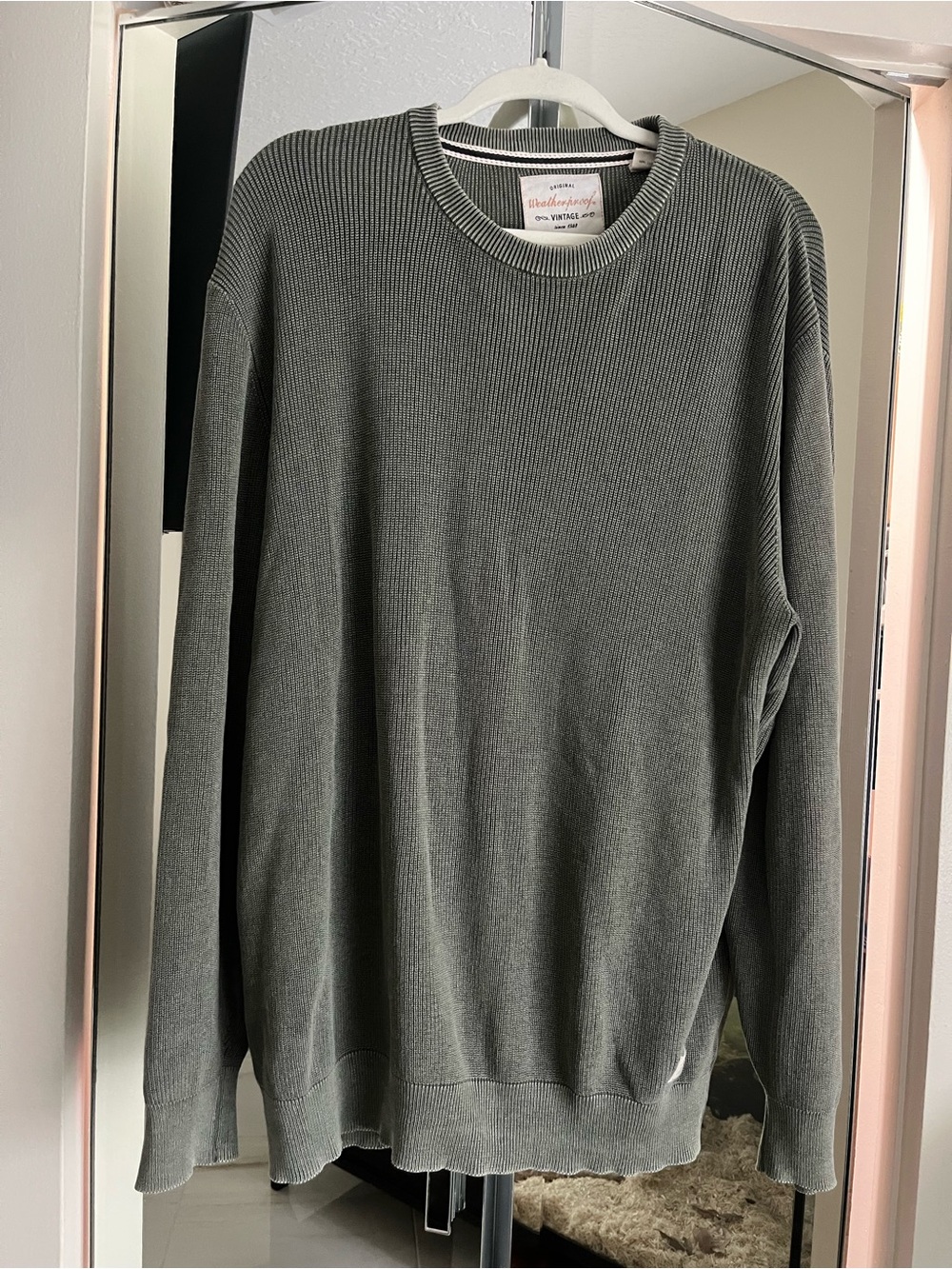 Vintage Olive Crewneck Ribbed Sweater